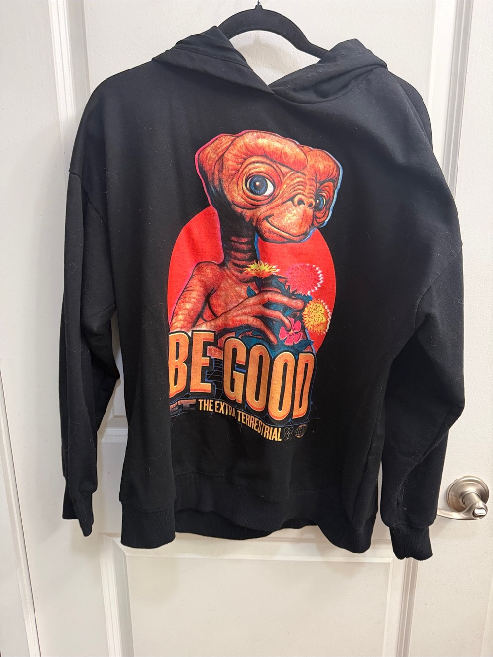 ET "Be Good" Graphic Hoodie - Black with Red & Orange Print